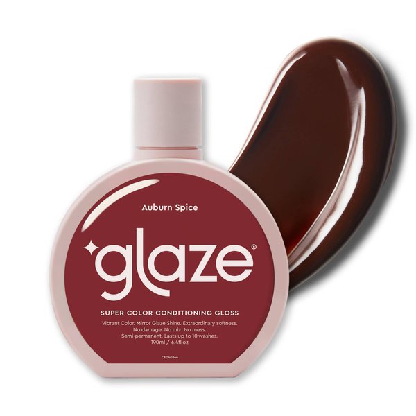 Glaze Super Color Conditioning Gloss, Auburn Spice 6.4 fl oz (2-3 Hair Treatments) Award Winning Hair Gloss Treatment & Semi Permanent Hair Dye. No Mix Hair Mask Colorant with Results in 10 Minutes