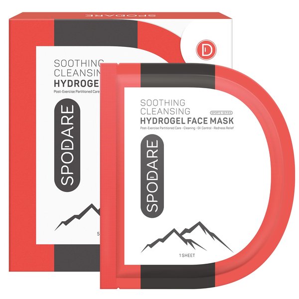 SPODARE SPORTS MASK - Partitioned Care Hydrogel Face Mask - Cleanse and Soothe Facial Skin - Oil Control and Redness Relief after Exercise - Leave You Glowing and Luminous - For All Skin Types - 5 Pc