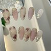 JIEADJIE Handmade Press On Nails Almond Pink Matte (Small)