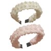 Leadigol Pleated Headband Korean Style Mesh Pleated Hair Hoop Elastic Ruffled Fabric Hairband for Girls Fashion Wide Head Hair Band for Bridal Wedding