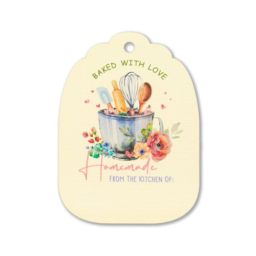 Summer-Ray 50pcs Baked with Love Gift Tags for Homemade Baked Goodies and Favors (Cream)