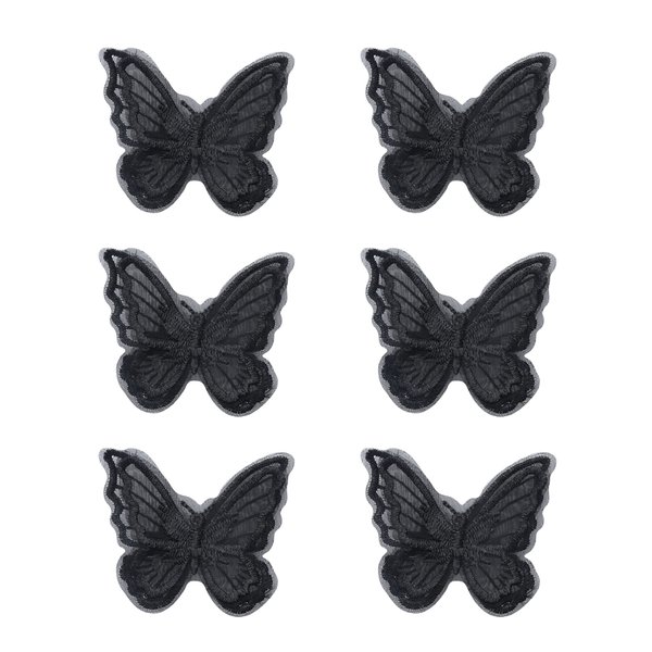 Sowaka 6 Pcs Lace Butterfly Hair Clips Soft Embroidery Flower Hair Decorative Hair Bow Pins for Women Girls Wedding Hair Accessories Halloween Christmas Party Décor (Black)