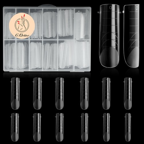 C12rtive 120Pcs Matte Dual Nail Forms,Square C-Curved Extension Polygel Nail Forms Full Cover Nail Molds 12 Sizes for Solid Nail Gel Glue Nail Art Design Salon&DIY