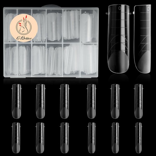 C12rtive 120Pcs Matte Dual Nail Forms,Square C-Curved Extension Polygel Nail Forms Full Cover Nail Molds 12 Sizes for Solid Nail Gel Glue Nail Art Design Salon&DIY