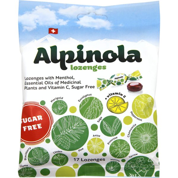 Alpinola Lozenges with Menthol, Essential Oils & Vit C, Sugar Free, 17Count