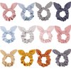 Yaomiao 12 Pieces Scrunchie Bows Bunny Ear Scrunchies Scrunchies for Hair Bow Silk Bowknot Scrunchies Bobbles Elastic Hair Ties Ropes for Women Girls