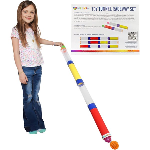 MEAVIA Toy Tunnel Ball Drop Race Track Set (7-Piece Set); Toy Car/Ball Ramp Play Set STEM Toy