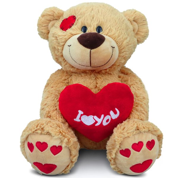 Nleio I Love You Teddy Bear, 14" Plush Stuffed Bear with Red Heart Pillow, Stuffed Animal Plush Gift for Her/Him/Girlfriend/Boyfriend/Kids/Mom, Valentines Bear, Birthday, Anniversary