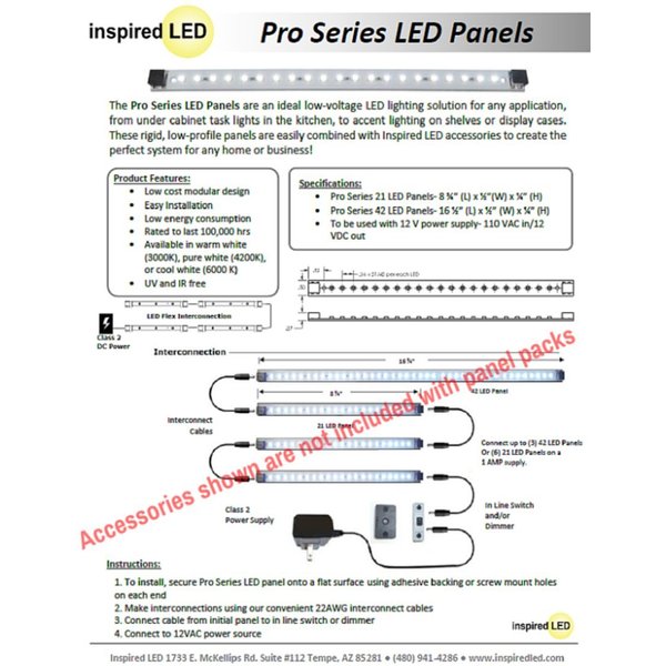 Inspired LED LED Kitchen Light | Pro Series 3 Panel Pack 12 Watts 12V DC | Warm White ~3000 K 145 lm/ft
