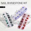 YOKE FELLOW Nail Art Rhinestones - Multi Shapes 3D Glass AB Crystal Rhinestones for Nails Jewelry Diamond for Nail with Flatback Round Bead Nail gems and Rhinestones Kit