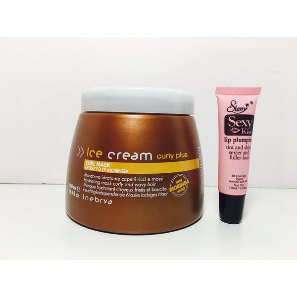 Inebrya Ice Cream Curl Mask with Moringa 16.9 Oz"Starry Lipgloss"