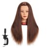 24"-26" 100% Human hair Mannequin head Training Head Cosmetology Manikin Head Doll Head with free Clamp (Dark Brown)