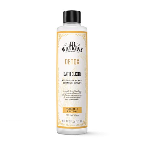 J.R. Watkins Detox Bath Elixir, Liquid Bath Soak Turmeric & Citron with Detoxifying Natural Extracts, No Salt, No Residue, 6 oz