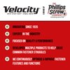 Velocity Concrete Screw Kit with RedSeal Moisture Barrier – Includes 12 High-Performance Concrete Screws, 1 Drill Bit, and 1 Driver Bit (Hex Head, Size 1/4” x 2-1/4")