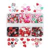 Heart Nail Art Slices, 3D Valentine's Day Nail Art Flakes Decorations Love Heart Lips Letter Nail Acrylic Supplies for Women Manicure Art DIY Polymer Clay Accessories Resin Heart Nail Art Tips