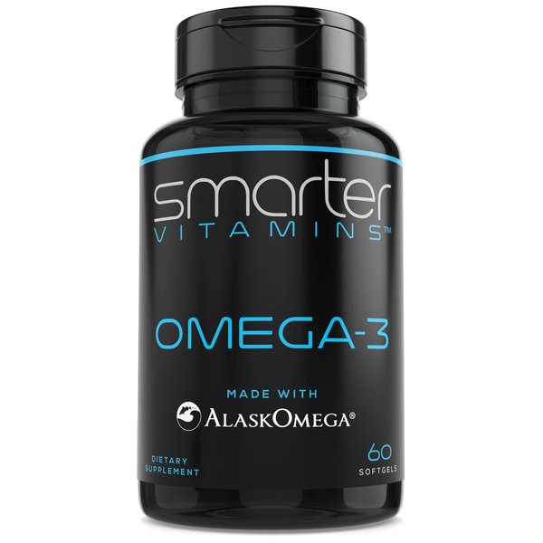 SmarterVitamins Omega 3 Fish Oil, Strawberry Flavor, Burpless, Tasteless, 2000mg, DHA EPA Triple Strength Brain Support, Joint Support, Made with AlaskOmega®, Heart Support