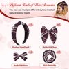 DEEKA School Uniform Plaid Hair Bows & Knotted Plaid Headband & Scrunchies Fable Hair Bow Set Alligator Clips for Toddler Girls Hair Accessories for Little School Girls (Burgundy)