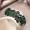 EVER FAITH Women's Austrian Crystal Art Deco Floral Leaf Hair Barrette Clip Green Silver-Tone