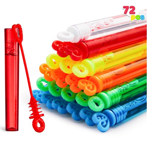 JOYIN 72 Pcs 6 Colors Mini Bubble Wands Bulk Party Favors Assortment Toys for Kids, Carnival Prizes, Wedding, Outdoor Gifts for Girls & Boys, Easter Basket Stuffers Goodie Gift Bag Stuffer Fillers