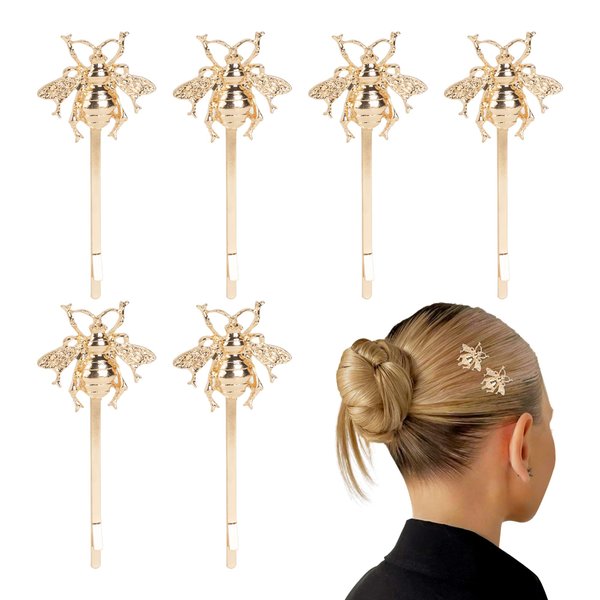 CAIRIAC Bobby Pin Metal Hair Clips Bee Barrettes for Women Girl Hair Decorative Hair Pins for Styling, Gold Hairpins Cute Hair Accessories Gift Hair Styling Pins for Thin Hair Fine Hair Short Hair
