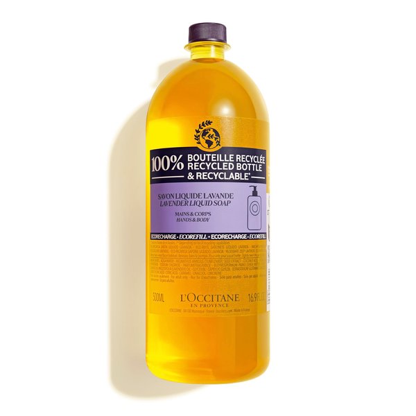 L'OCCITANE Shea Hand & Body Lavender Liquid Soap: Gently Cleanses, Softens, With Lavender Essential Oil, With Shea Extract, Refill Available