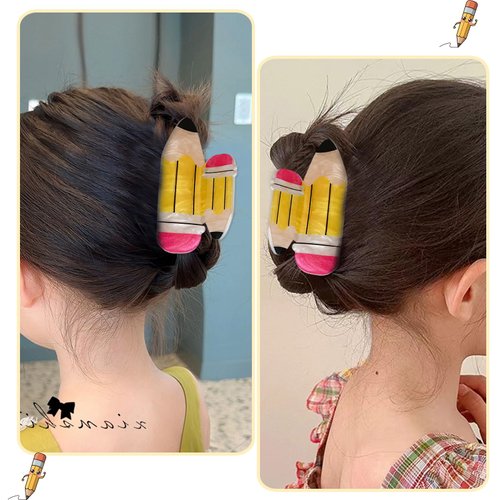 Back to School Hair Clips for Women Girls Pencil Hair Claw Clips Cute Hair Jaw Barrettes for Women Teachers Appreciation Gift Thick and Thin Hair Accessories 1PCS